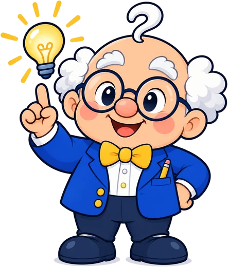 Professor Lerntwienix mit Glühbirne